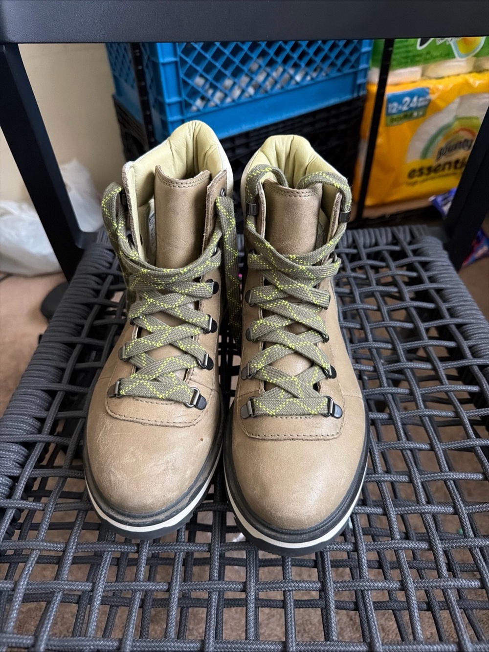 Sorel Kids Tan Boots with Green Laces